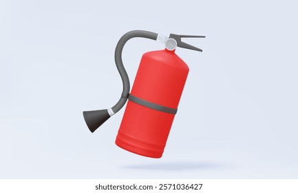 Red fire extinguisher 3D vector icon cartoon style isolated on pastel background. powder chemical, safety object, help, burning hot danger emergency protection. illustration elements