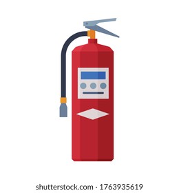 Extinguidor de incendios rojo, equipo de extinción de incendios Ilustración vectorial de estilo plano sobre fondo blanco