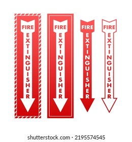 Red Fire extinguisher. Flame fighting information. Vector stock illustration.