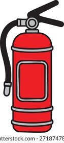 Ilustração de Extintor de Incêndio Vermelho - Ícone de Desenho Animado Plano de Equipamento de Segurança para Proteção contra Incêndio e Emergência
