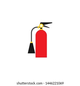 Red fire extinguisher isolated on white background. fafety, danger, help. flat vector icon.