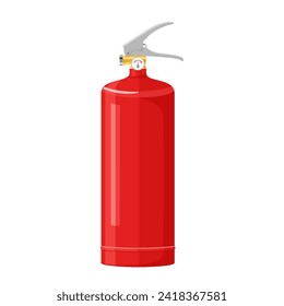 Extintor de fuego rojo aislado en fondo blanco. Equipo portátil de extinción de incendios del departamento de bomberos. Herramienta o instrumento profesional. Ilustración vectorial 3D realista