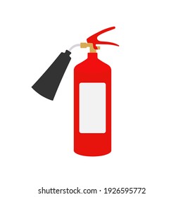 Red fire extinguisher label flat icon vector illustration.