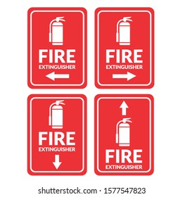 Red fire extinguisher label set, for stickers. fire extinguishers notice.