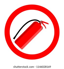 Red fire extinguisher on a white background. Flat image.