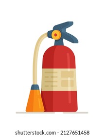roter Feuerlöscher auf weißem Hintergrund.
