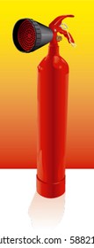 red fire extinguisher, realistic vector art with gradient