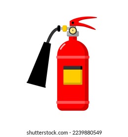 Red fire extinguisher rescue tool cartoon icon flat vector design.