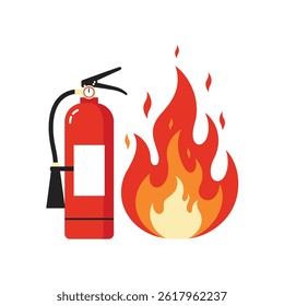 Ferramenta de resgate de extintor de incêndio vermelho para extinguir o fogo no projeto de vetor plano ícone de fundo branco.