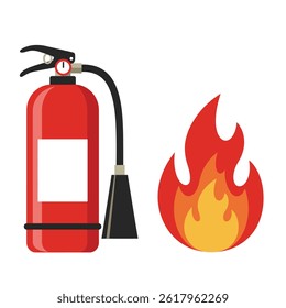 Ferramenta de resgate de extintor de incêndio vermelho para extinguir o fogo no projeto de vetor plano ícone de fundo branco.