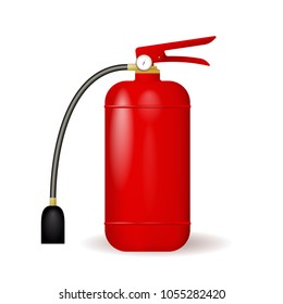 Red fire extinguisher. Fire safety vector illustration. White background.