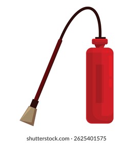 Extintor de incêndio vermelho está parado para ajudar em uma situação de emergência