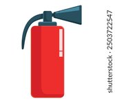 Red fire extinguisher is standing upright, ready to be used in case of a fire emergency
