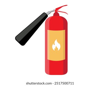 Extintor de incêndio vermelho com símbolo de fogo vetor. Vermelho, segurança, extintor, emergência, fogo, símbolo, bombeiro. Pode usar para infográfico, banner, cartaz, web design. Isolado no fundo branco. 