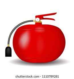 Red fire extinguisher. Tool in case of emergency. Vector illustration. White background.