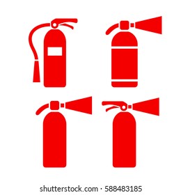 Red fire extinguisher vector eps icon set on white background