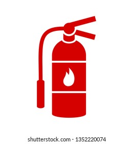 Red fire extinguisher vector icon on white background. Isolated background.