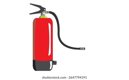 Ilustração do vetor do extintor de incêndio vermelho com bocal preto e mangueira. Adequado para conceitos de segurança, emergência e combate a incêndios.