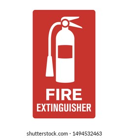 Red fire extinguisher wall sign flat vector for print and websites