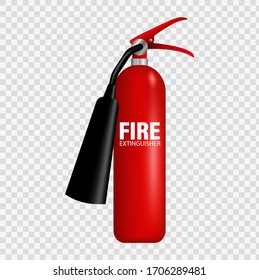 Red fire extinguishers. Firefighters tools for flame fighting attention colored