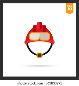 Red fire fighter helmet