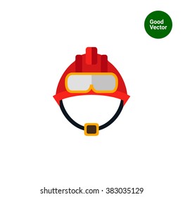 Red fire fighter helmet