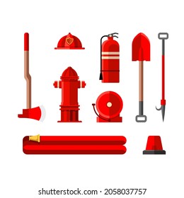 red fire fighting equipment and tools