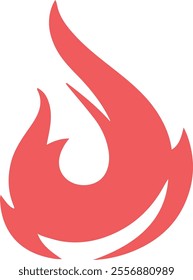 Red Fire Flame Flat Design Style Element