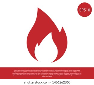 Red Fire flame icon isolated on white background. Heat symbol. Vector Illustration