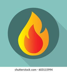 Red fire flame icon. Vector illustration.