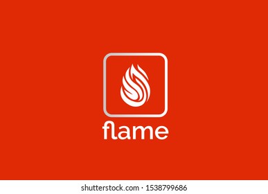Red fire flame modern logo design. Abstract silhouette vector graphic
