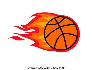red fire flame on basketball ball shoot design illustration
