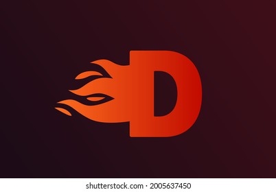 red fire flames D alphabet letter icon for business and company. Suitable for a corporate logo