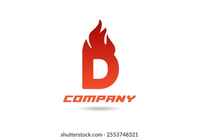 red fire flames D alphabet logo icon letter design with gradient color for business and company