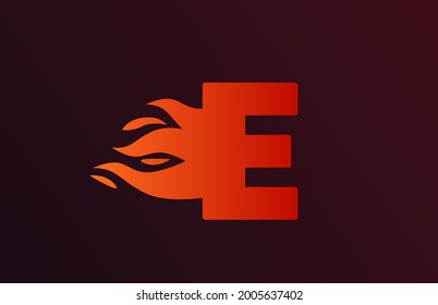 llamas de fuego rojas Icono de letra del alfabeto E para empresas y empresas. Adecuado para un logotipo corporativo