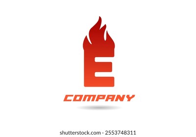 red fire flames E alphabet logo icon letter design with gradient color for business and company