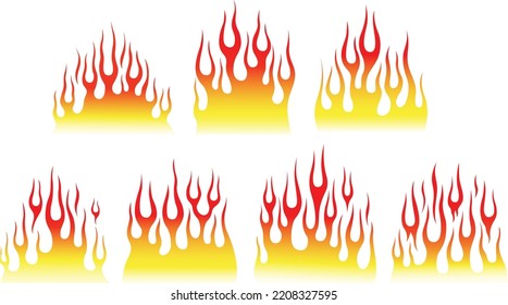 Red fire flames isolated on white background. Tribal tattoo design.