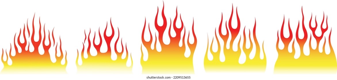 Red fire flames isolated on white background. Tribal tattoo design.