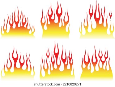 Red fire flames isolated on white background. Tribal tattoo design.