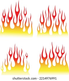 Red fire flames isolated on white background. Tribal tattoo design.