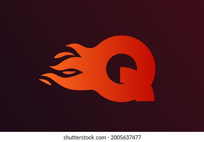 Rotes Feuer Flammen Q Alphabet Buchstaben Symbol für Unternehmen und Unternehmen. Geeignet für Firmenlogo