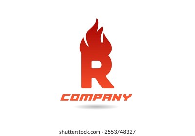 red fire flames R alphabet logo icon letter design with gradient color for business and company