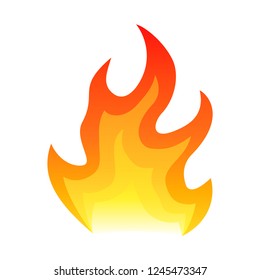 Red fire flat icon isolated on white background for danger concept or logo design. Flame and red fire icon