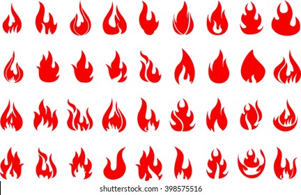 Red fire flat icons