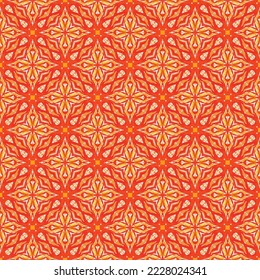 red fire flower fabirc ethnic seamless pattern background, ornament fashion art design decoration floral modern art.