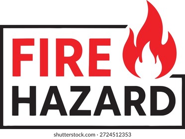 Señal roja de advertencia de peligro de incendio con icono de llama y tipografía en negrita para notificación de seguridad