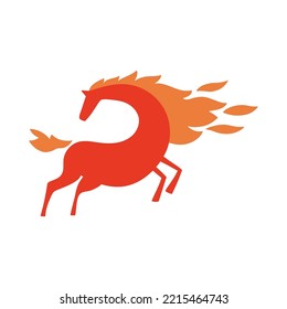 Red fire horse icon. A simple folklore icon with a mare and a fiery tail.