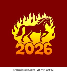 Red fire horse symbol of new year 2026.