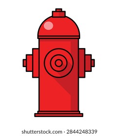 Red fire hydant vector icon, colorful cartoon roadside water plug symbol