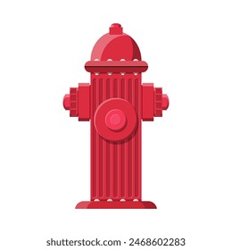 Red fire hydrant. Fire equipment. Vector illustration in flat style